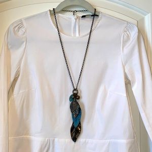 Metal Leaf Dangle Necklace